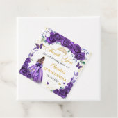 Paarse Bloemenvlinders Quinceañera Princess Bedankjes Labels (In situ)