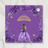 Paarse Bloemenvlinders Quinceañera Princess Bedankjes Labels (Achterkant)