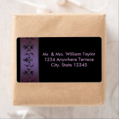 Paarse Bloemenwijnstok zwarte Adresetiketten Etiket (Insitu)