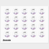 paarse bloemenzamzam water nikah moslim bruiloft ronde sticker (Vel)