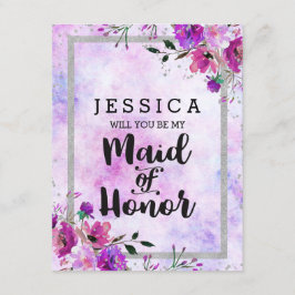 Paarse Bloemenzilver, word je mijn Erekamermeisje Kaart