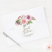 paarse bloemenzoete zestien sticker (Envelop)
