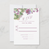 Paarse bloemenzomer in bloei bruiloft RSVP kaartje (Voorkant)