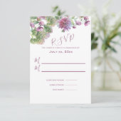 Paarse bloemenzomer in bloei bruiloft RSVP kaartje (Staand voorkant)