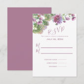Paarse bloemenzomer in bloei bruiloft RSVP kaartje (Voorkant / Achterkant)