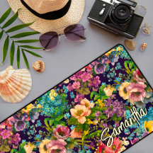  paarse bloemenzwart patroonmonogram