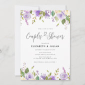 paarse bloemetjes douche-uitnodiging kaart (Voorkant)