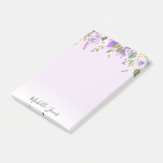 paarse bloemetjes gepersonaliseerd artikel post-it® notes (Schuin)