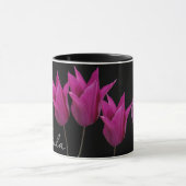 paarse bloemetjes Paula naam zwart Mok (Midden)