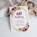 paarse bloemetjesfeest 60e verjaardag uitnodiging<br><div class="desc">Een mooi ontwerp met een bloemetjesthema met een mooie paarse najaarsbloem. De tekst en de kleuren kunnen worden gepersonaliseerd.</div>