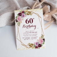 paarse bloemetjesfeest 60e verjaardag uitnodiging