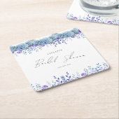 Paarse bloemetuin bruiloft feest kartonnen onderzetters (Schuin)