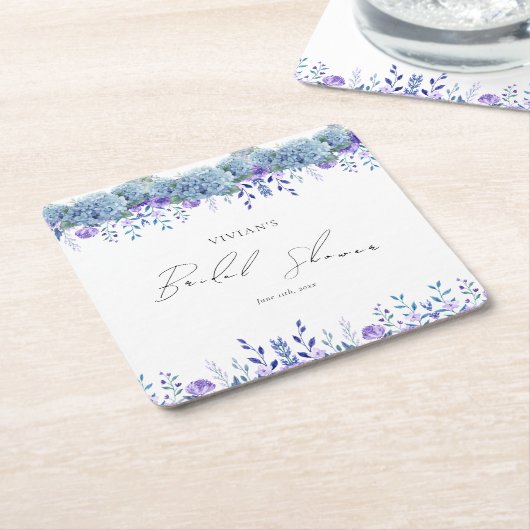 Paarse bloemetuin bruiloft feest kartonnen onderzetters (Schuin)