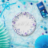 Paarse bloemetuin bruiloft in blauw thema papieren bordje (Feest)