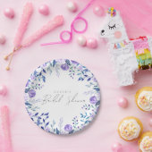 Paarse bloemetuin bruiloft in blauw thema papieren bordje (Feest)