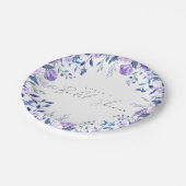 Paarse bloemetuin bruiloft in blauw thema papieren bordje (Gekanteld)