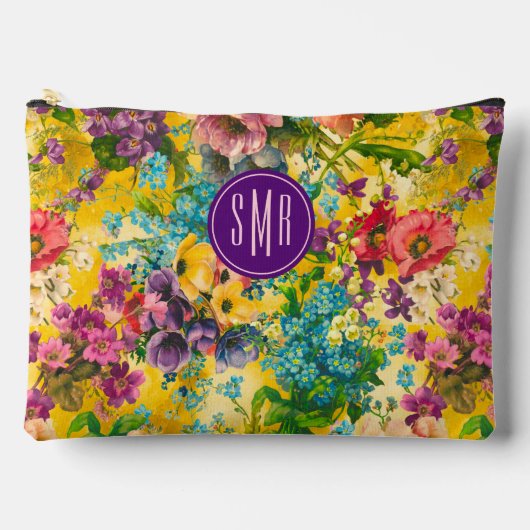 paarse bloemgeel patroonmonogram etui (Voorkant)