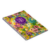  paarse bloemgeel patroonmonogram notitieboek (Rechterzijde)
