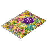  paarse bloemgeel patroonmonogram notitieboek (Linkerzijde)