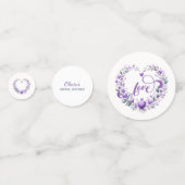 Paarse Bloemhartjes Bruidsfeest Confetti (Achterkanten)