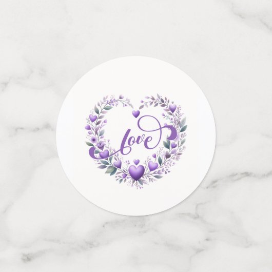 Paarse Bloemhartjes Bruidsfeest Confetti (Kleine voorkant)