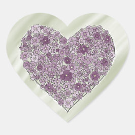 Paarse bloemhartsticker hart sticker