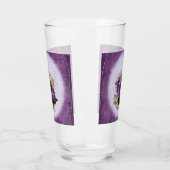 Paarse bloemig ontworpen drinkglas glas (Links)