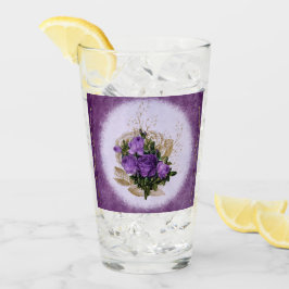 Paarse bloemig ontworpen drinkglas glas