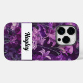 Paarse bloemige achtergrondnaam Case-Mate iPhone case (Achterkant (horizontaal))
