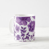 Paarse bloemige afbeelding op 11 oz koffie mok (Voorkant links)