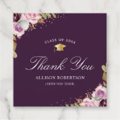 paarse bloemige afstuderen dank u bedankjes labels (Voorkant)