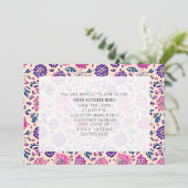 Paarse bloemige allround feest decoratie kaart (Staand voorkant)