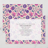 Paarse bloemige allround feest decoratie kaart (Voorkant / Achterkant)