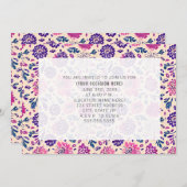 Paarse bloemige allround feestje kaart (Voorkant / Achterkant)