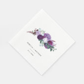 Paarse Bloemige Aquarel Script Bruiloftsreceptie Servet (Hoek)