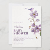 Paarse bloemige babyshower kaart (Voorkant)