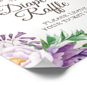 Paarse bloemige babyshower luierspel poster (Hoek)