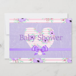Paarse bloemige babyshower uitnodigingen voor meis