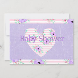 Paarse bloemige babyshower uitnodigingen voor meis
