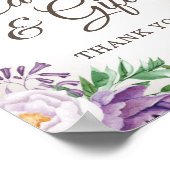 Paarse bloemige babyshowerkaarten cadeaus poster (Hoek)