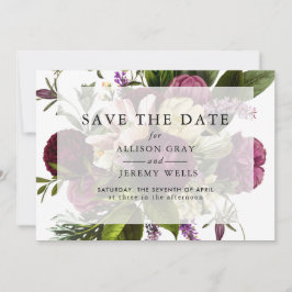 Paarse Bloemige Bewaar de Datum Save The Date