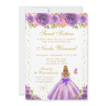 Paarse Bloemige Blonde Haren Prinses Sweet Sixteen