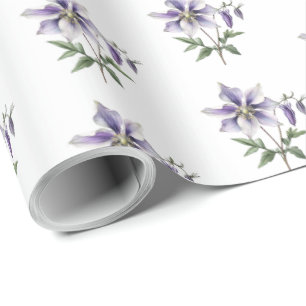 Paarse Bloemige Botanische Wilde Bloem Cadeaupapier