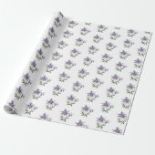 Paarse Bloemige Botanische Wilde Bloem Cadeaupapier (Uitgerold)