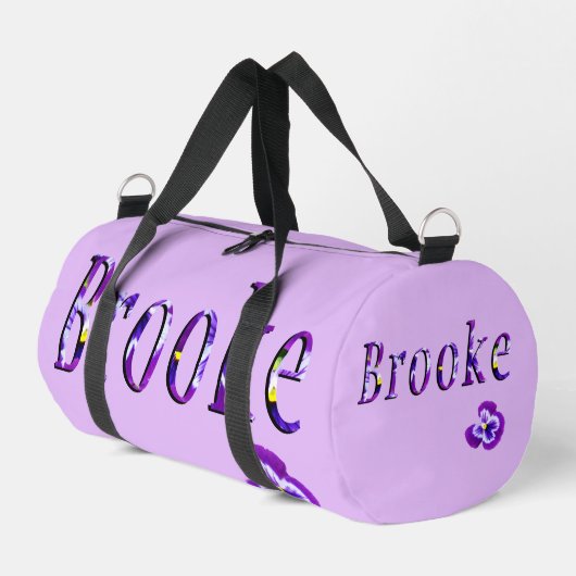 Paarse Bloemige Brooke Naam Plunjezak (Linkerhoek)