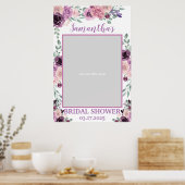 Paarse Bloemige Bruids-Shower Fotoprop Frame Boho Poster (Keuken)