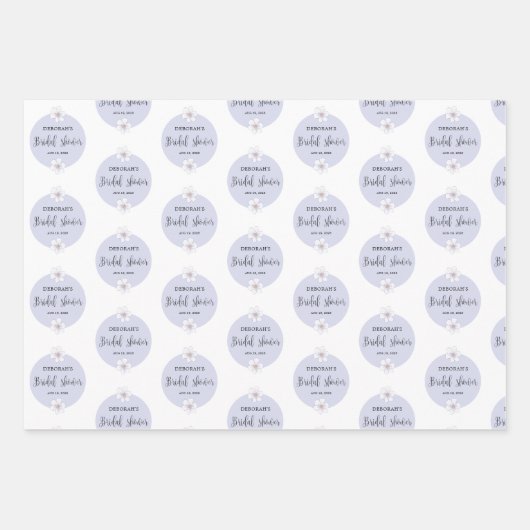 Paarse Bloemige Bruids Shower Inpakpapier Vel (Voorkant)