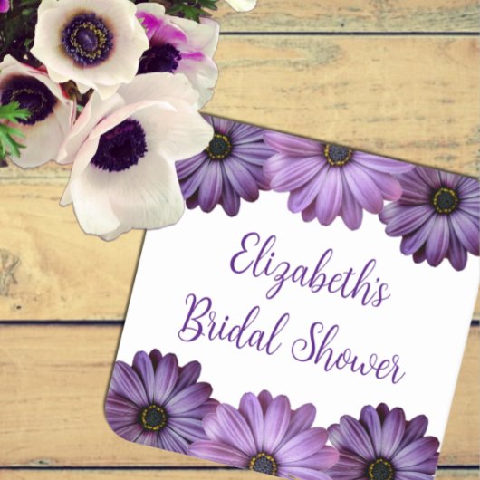 Paarse Bloemige Bruids-Shower Kartonnen Onderzetters