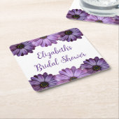 Paarse Bloemige Bruids-Shower Kartonnen Onderzetters (Schuin)