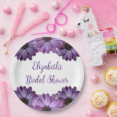 Paarse Bloemige Bruids-Shower Papieren Bordje (Feest)